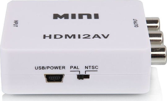 HDMI2AV Μετατροπέας HDMI female σε RCA female Λευκό