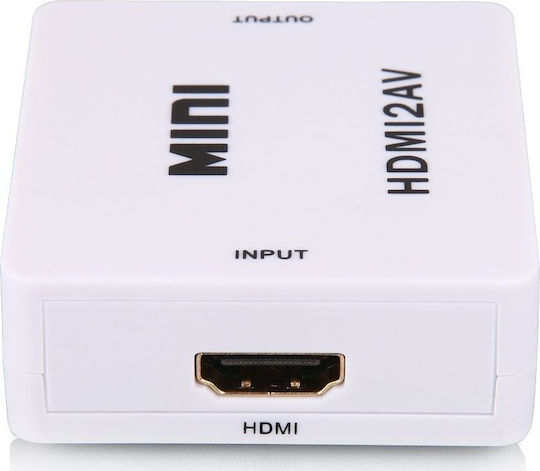 HDMI2AV Μετατροπέας HDMI female σε RCA female Λευκό