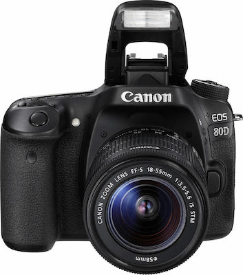 Canon DSLR Φωτογραφική Μηχανή EOS 80D Crop Frame Kit (EF-S 18-55mm F3.5-5.6 IS STM) Black