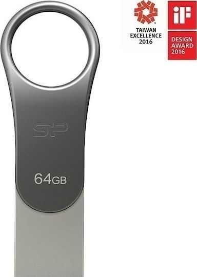 Silicon Power Mobile C80 64GB USB 3.1 Stick με σύνδεση USB-C Γκρι