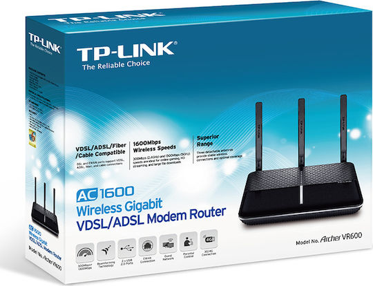 TP-LINK Archer VR600 v1 Ασύρματο VDSL2 Modem Router Wi‑Fi 5 με 4 Θύρες Gigabit