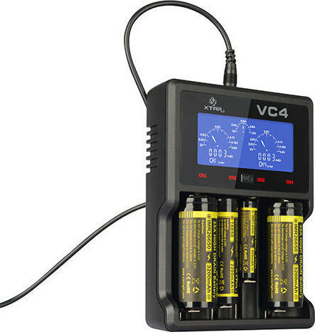 XTAR VC4 USB Φορτιστής 4 Μπαταριών Li-ion/Ni-MH Μεγέθους AA/AAA/D/18650