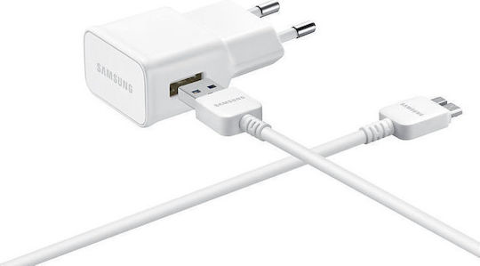 Samsung Φορτιστής με Θύρα USB-A και Καλώδιο micro USB Λευκός (EP-TA10)
