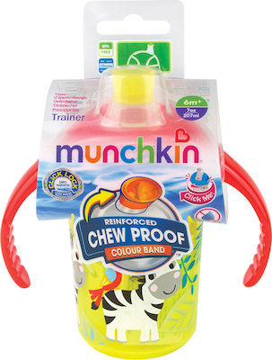 Munchkin Click Lock Deco Zebra Educational Sippy Cup Plastic with Handles Yellow for 6m+m+ 207ml 12090