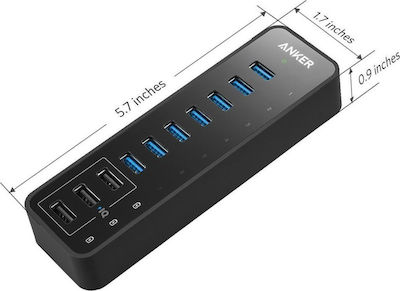 Anker USB 3.0 Hub 10 Porturi cu conexiune USB-A și Alimentare Externă