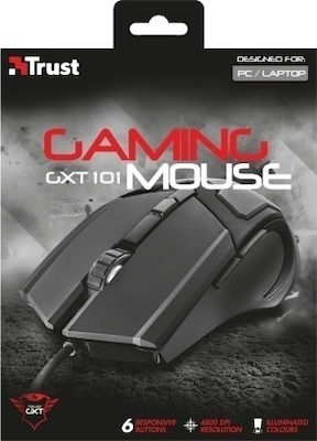 Trust GXT 101 Gav RGB Геймърска Мишка 4800 DPI Черен