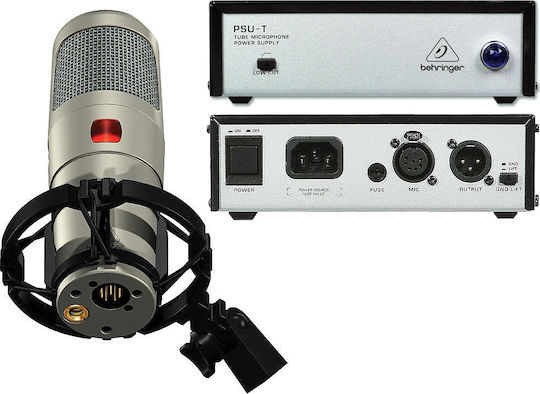 Behringer T-1 Πυκνωτικό Μικρόφωνο XLR Shock Mounted για Φωνητικά σε Ασημί Χρώμα