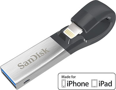 Sandisk iXpand v2 32GB USB 3.0 Stick με σύνδεση Lightning & USB-A Ασημί
