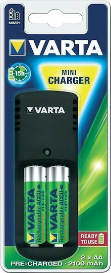 Varta Mini Charger (Old) 2 Μπαταριών Ni-Cd/Ni-MH Μεγέθους AA/AAA Σετ με 2x AA 2100mAh
