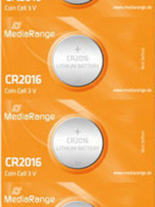 MediaRange Lithium Coin Cell Μπαταρίες CR2016 3V 5τμχ
