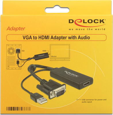 Adaptateur VGA vers HDMI avec Audio DELOCK AISCCI0180 3-pin USB A