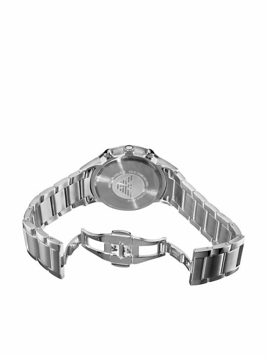 Emporio Armani Renato Herrenuhr 43mm Chronograph Batterie mit Silber Metallarmband