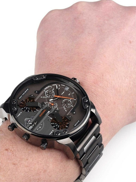 Diesel Mr Daddy 2.0 Herrenuhr 57mm Chronograph Batterie mit Schwarz Metallarmband