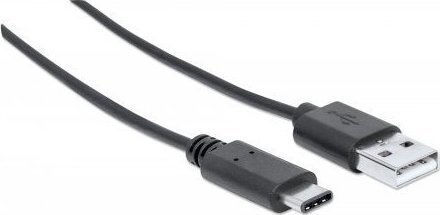 Manhattan Manhattan Hi Speed USB 2.0 Кабел USB-C Мъжки - USB-A Сив 1м 353298