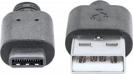 Manhattan Manhattan Hi Speed USB 2.0 Кабел USB-C Мъжки - USB-A Сив 1м 353298
