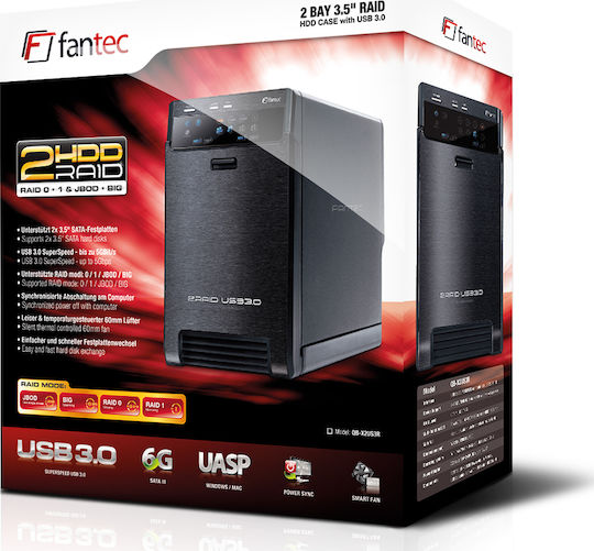 Fantec QB-X2US3R Hard Drive Case for 2 3.5 Inch SATA III Hard Drive Slots with USB 3.0 Connectivity