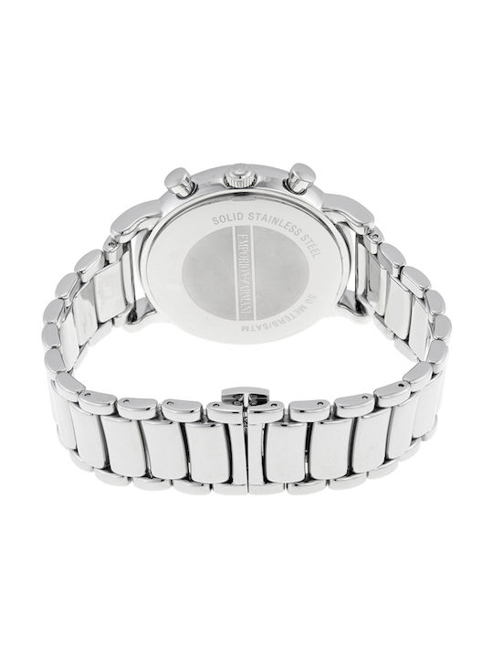 Emporio Armani Men's Watch 46mm Chronograph Battery with Silver Metal Bracelet