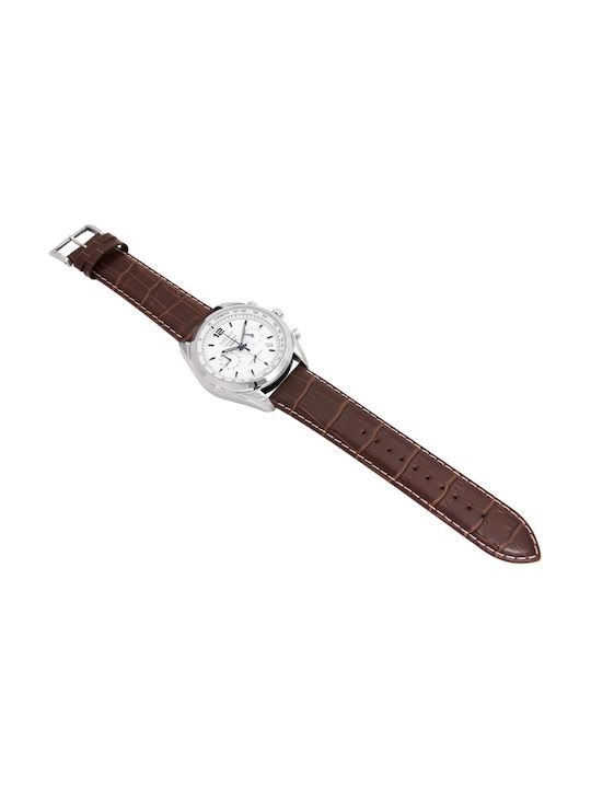 Seiko Ανδρικό Ρολόι 44.9mm Χρονογράφος Μπαταρίας με Καφέ Δερμάτινο Λουράκι