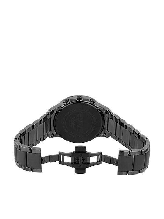 Emporio Armani Ceramica Herrenuhr 47mm Chronograph Batterie mit Schwarz Keramikarmband