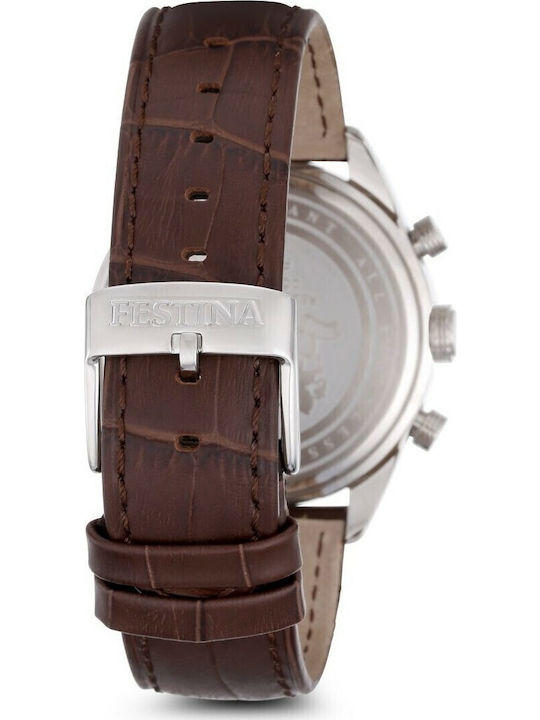 Festina Men's Watch 44mm Chronograph Battery with Brown Leather Strap