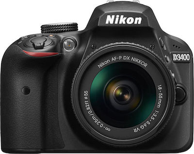 Nikon DSLR Φωτογραφική Μηχανή D3400 Crop Frame Kit (EF-S 18-135mm F3.5-5.6 IS USM + W-E1 Wi-Fi Adapter)Kit (AF-P DX 18-55mm F3.5-5.6G VR + AF-P DX 70-300mm F4.5-6.3G ED VR)Kit (HD DA 18-50mm F4-5.6 DC WR RE + DA 50-200mm F4-5.6 ED WR) Black