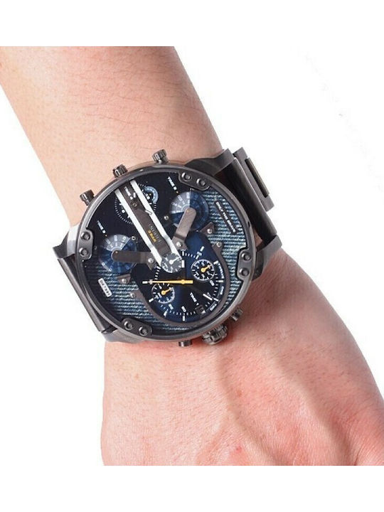Diesel Mr Daddy 2.0 Мъжки Часовник 57mm Хронограф На Батерия С Черна Метална Гривна