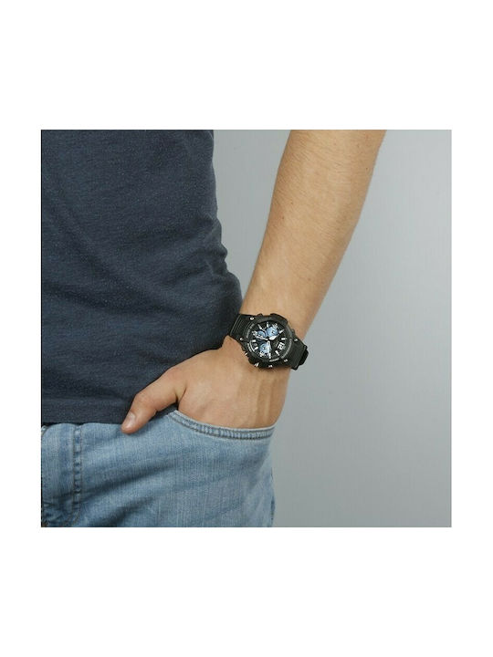Casio Ανδρικό Ρολόι 50mm Χρονογράφος Μπαταρίας με Μαύρο Καουτσούκ Λουράκι
