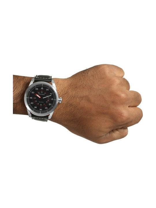 Citizen Ανδρικό Ρολόι 45mm Eco - Drive με Μαύρο Δερμάτινο Λουράκι