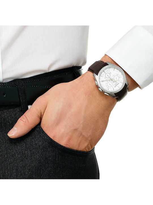 Tissot Couturier Ceas Bărbați 44mm Cronograf Cu Baterie Cu Curea Din Piele Maro
