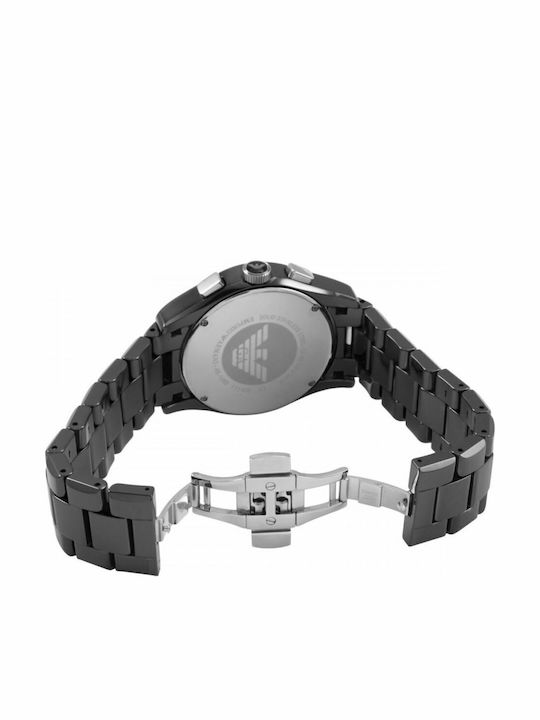 Emporio Armani Ceas Barbati Ceramic 42mm Cronograf Baterie cu Brățară Ceramică Neagră