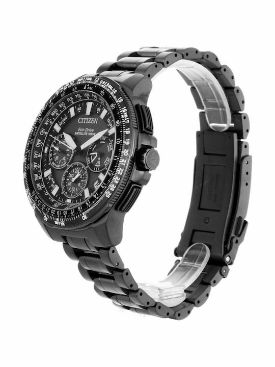 Citizen Promaster Satellite Wave Herrenuhr 47mm Eco - Antrieb mit Schwarz Metallarmband