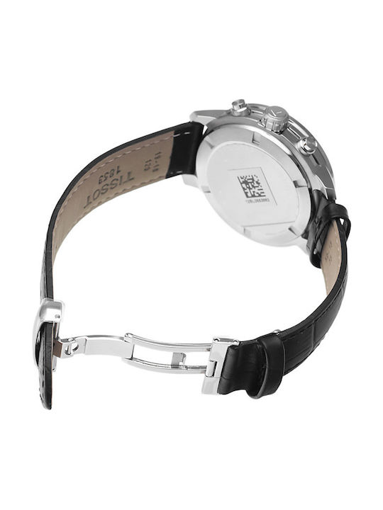 Tissot Men's Watch 42mm Chronograph Battery with Black Leather Strap