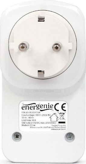 Energenie Single Socket with Surge Protection with 2 USB-A
