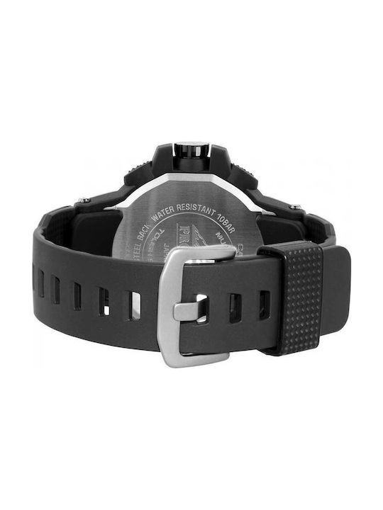 Casio Pro Trek Ανδρικό Ρολόι 43mm Solar με Μαύρο Καουτσούκ Λουράκι