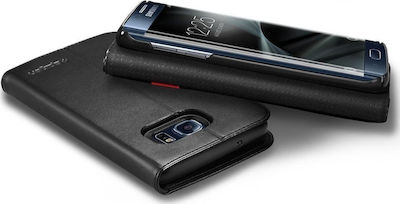 Spigen Wallet S Synthetisches Leder Schwarz (Galaxy S7 Edge) 556CS20050