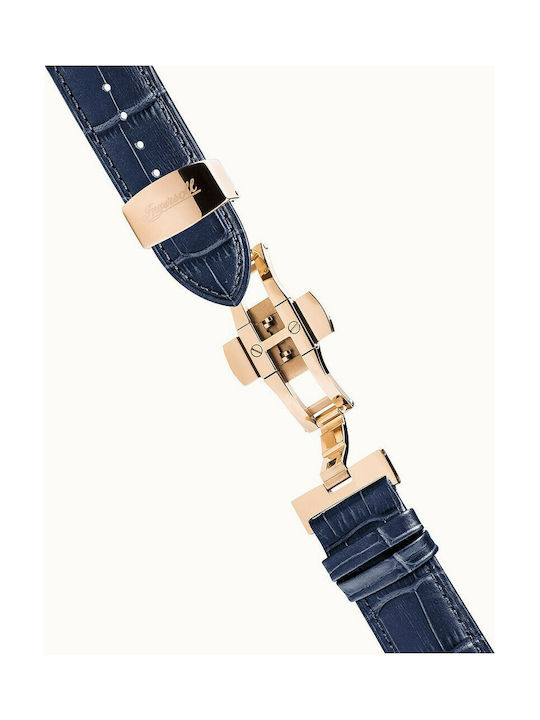 Ingersoll Regent Automatic Ανδρικό Ρολόι 47mm Χρονογράφος Αυτόματο με Μπλε Δερμάτινο Λουράκι