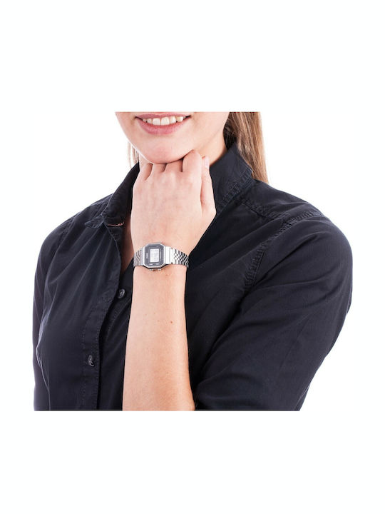 Casio Digital Women's Watch with Silver Metal Bracelet