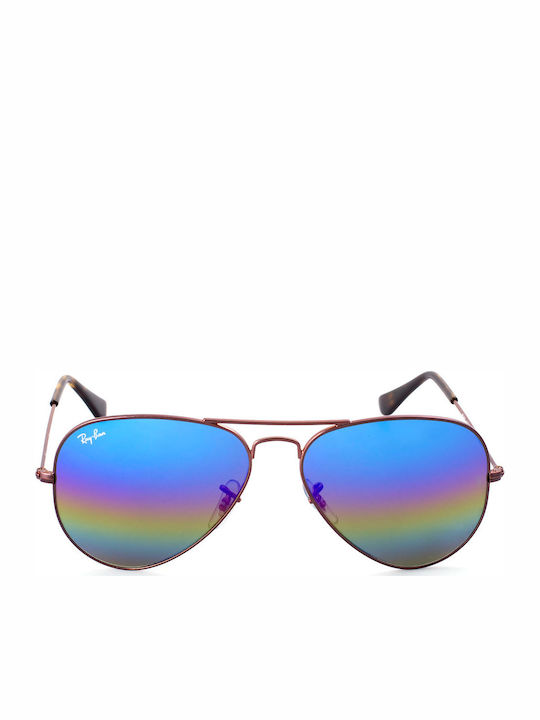 Ray Ban Aviator Unisex Sunglasses with Black Metallic Frame and Blue Gradient Lenses RB3025 9019 C2