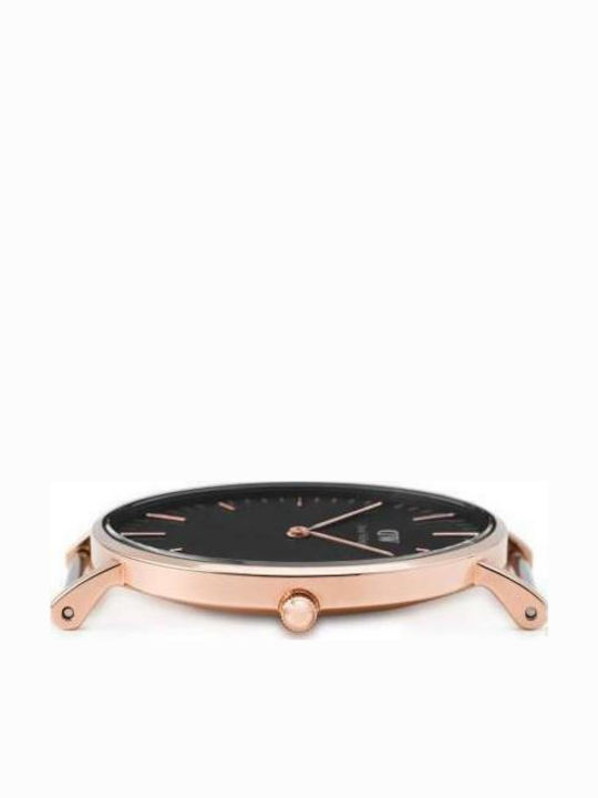 Daniel Wellington Classic Durham Ανδρικό Ρολόι 36mm Μπαταρίας με Καφέ Δερμάτινο Λουράκι