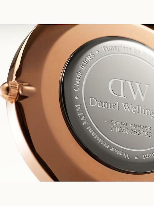 Daniel Wellington Classic Durham Ανδρικό Ρολόι 36mm Μπαταρίας με Καφέ Δερμάτινο Λουράκι