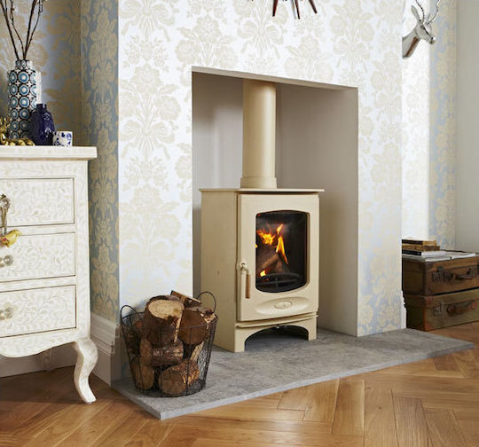Charnwood C-eight Holzofen Luftheizung Schwarze