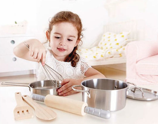Hape Pots and Cooking Accessories Set for Ages 3+ 7pcs E3137