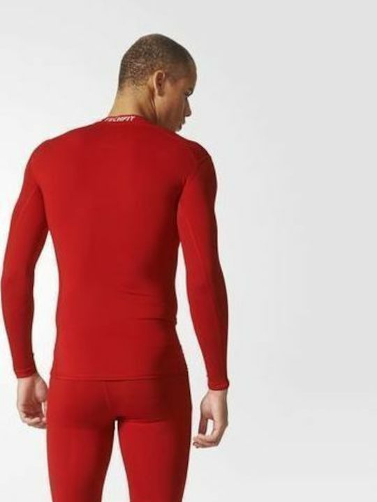 adidas Techfit Base Tee Ανδρική Ισοθερμική Μακρυμάνικη Μπλούζα Compression Κόκκινη