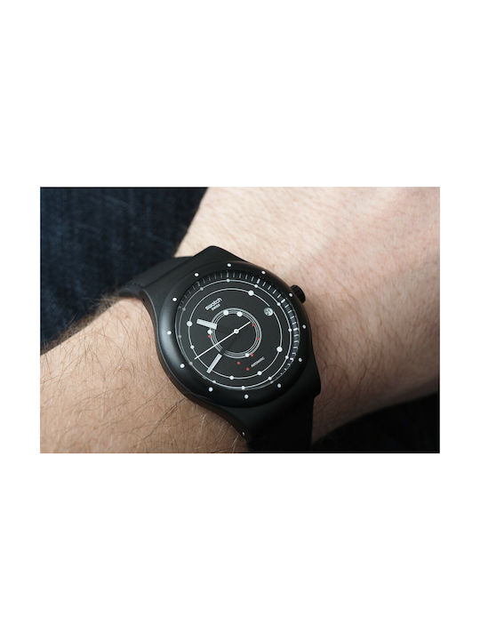 Swatch Watch Automatic with Black Leather Strap