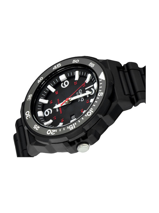 Casio Ανδρικό Ρολόι 47.9mm Solar με Μαύρο Καουτσούκ Λουράκι