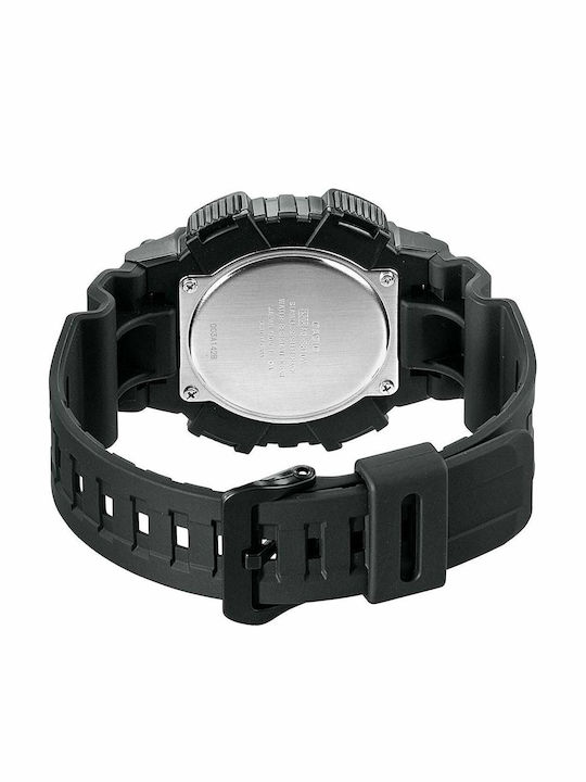 Casio Ανδρικό Ρολόι 46.6mm Solar με Μαύρο Καουτσούκ Λουράκι