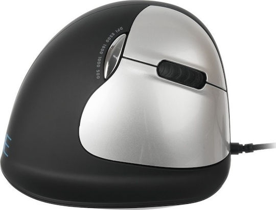 R-Go Tools HE Vertical Mouse Large Right Wired Ergonomic Mouse Black