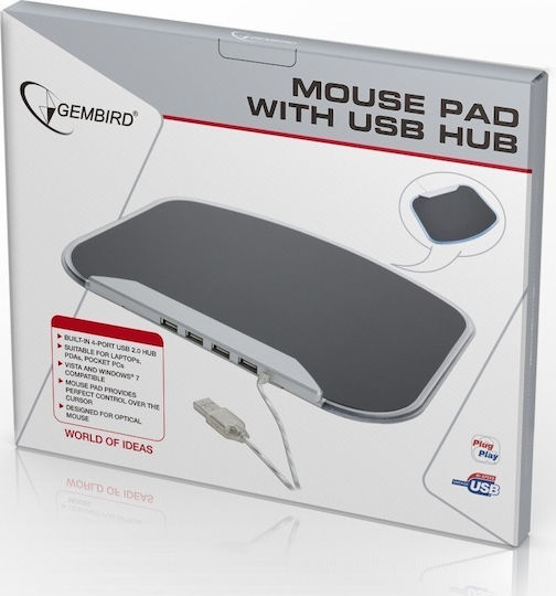 Gembird USB 2.0 Hub Mauspad 270mm Schwarz UHB-MP-224
