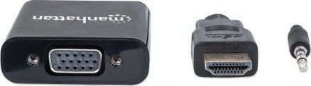 Manhattan HDMI to VGA Converter 3.5mm / HDMI Male to VGA Female 1 Piece
