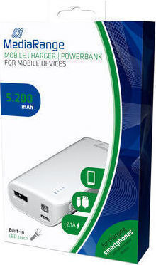 MediaRange MR751 Power Bank 5200mAh cu Port USB-A Alb